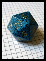 Dice : Dice - 20D - Large Blue and Black Speckled With Bronze Numerals